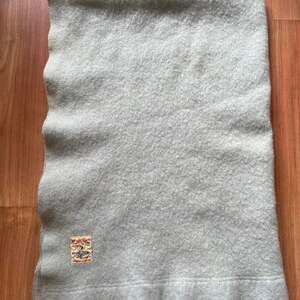 Vintage 70s Ayers "Cuddle Doon" Pure Wool Blanket Light Blue